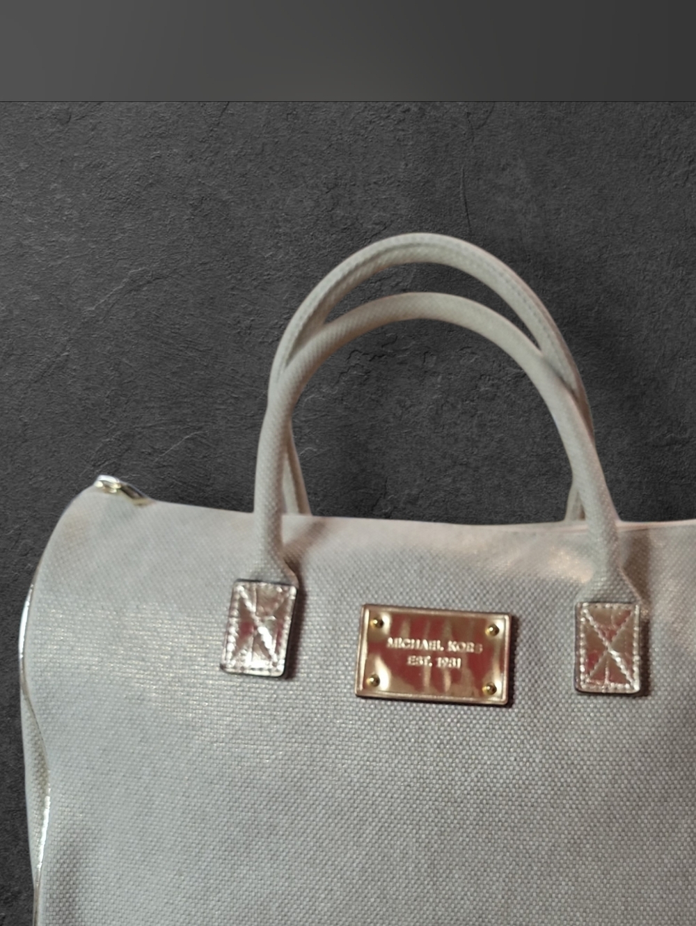 Michael Kors Beige Canvas Satchel Travel Bag EUC - Picture 2 of 10